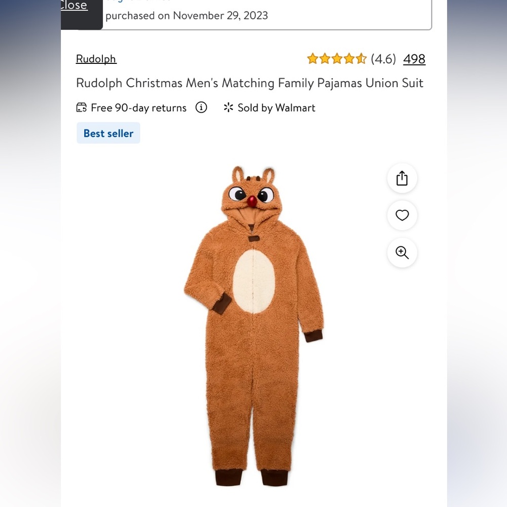 Christmas pajamas onesie Rudolf M